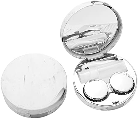 2 Опаковане на Пътни Покривала за контактни лещи 5 в 1 с Инструмента за премахване на Контактни лещи, Огледален флаконом и Пинцети (сребрист)