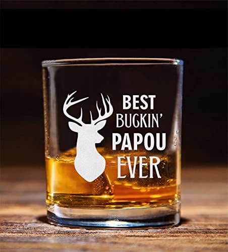 QPTADesignGift Най-Чаша за уиски Buckin Papou В историята - една Чаша На Ден на бащата - Подарък нов татко - Чаша