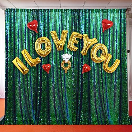 Фон с пайети Завеса 4 фута от 7 метра, Цветни Зелен Фон с пайети, на Фона на Сватбената церемония, на Фона на партита