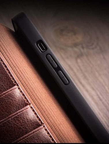 Шарнирен калъф за телефон BNEGUV от естествена кожа за Apple iPhone 13 Pro Max (2021), 6,7 см, с функция влакчета, Бизнес устойчив на удари калъф-за награда [Държач за карти] (цвят: Preto)