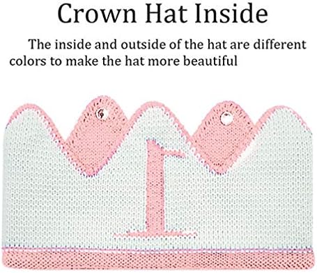 Вязаная Шапчица Lujuny на 1-ви Рожден Ден - Шапчица-лента за глава с Корона Happy Baby Crown за Фотосесия в Празничния