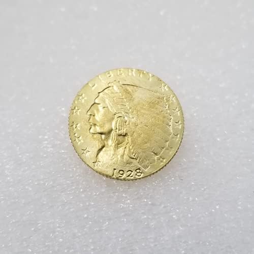 Копие Kocreat 1928 Златна Монета с Главата на Индийския Орел 2,5 Долара-Сувенирни Монети на САЩ, Щастлива Монета,