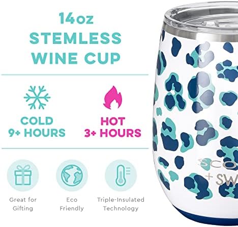 Набор от Swig Life + СКАУТ Cool Cat AM + PM | Пътна чаша на 18 унции с дръжка и капак + Изолиран чаша за вино в