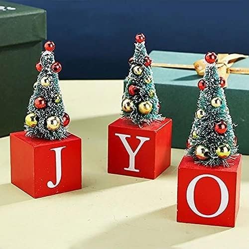 Мини-Изкуствени Коледни Елхи с Букви, Модернизирани Сизалевые Елхи с Дървена основа, Коледни Четки за Декорация