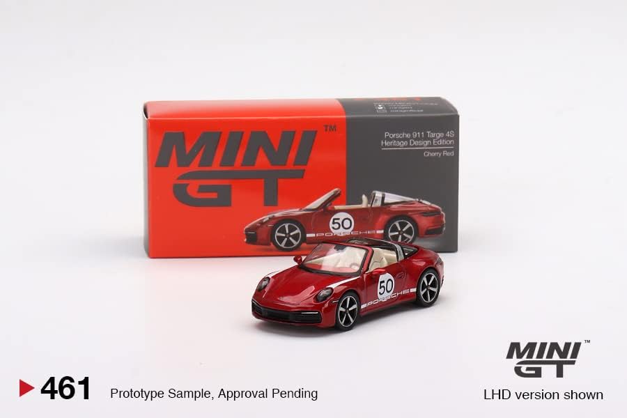 Умален модел на кола в реален размер, която е Съвместима с Porsche 911 Targa 4S Черешово-Червен цвят Ограничена серия 1/64, Направени под натиска на Модел на превозното средст?