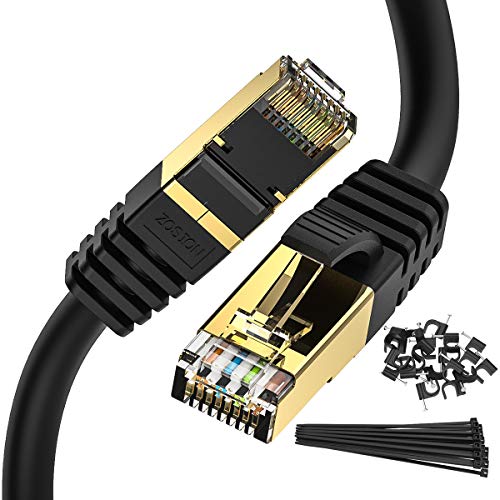 Ethernet кабел ZOSION Cat 8, 35-Крак Кабел Cat8, Високоскоростен интернет-пач-кабел 2000 Mhz 40 Gbit/s, Екраниран
