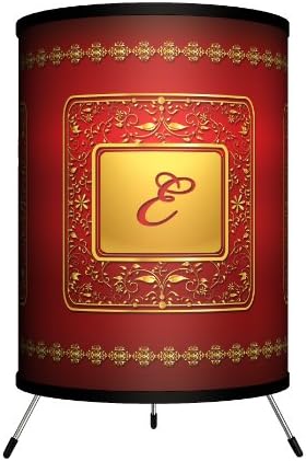 Лампа в кутия С монограми TRI-MNG-GLDRE Златист цвят с Червена буква E, Штативная лампа, 8 x 8 x 14