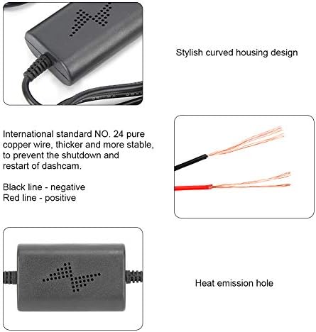 Qiilu Hardwire Kit Видеорекордер, Dvr Hardwire Kit 12/24 В до 5, 2.5 A Direct USB Мини Понижающая линия за наблюдение