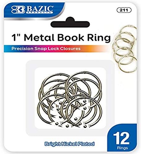 Метални пръстени за книги BAZIC 1 (12 броя в опаковка), 1 опаковка