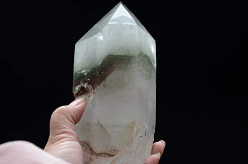 Истинският Тибетски Хималайски Алпийски Прозрачни 6-Страничен Crystal Зелени Фантоми Кварцевая Точка 6,69 Инча Духовно