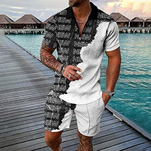 Летни Работни Ризи за Мъже, Мъжки Быстросохнущий 3D Костюм с Къс Ръкав, къси Панталони, хавлии за Плаж, Тропически хавайски Боди, Мъжки