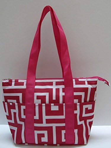 GM House Good Bag Изолирано Чанта за Обяд Преносима Чанта за носене Обяд (на Гръцки ключ Розов цвят)