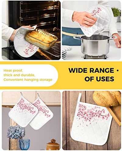 Комплект кухненски Прихваток от 2 броя Държачи за кухненски ръкавици с цветен бяла Облегалка във формата на Розова