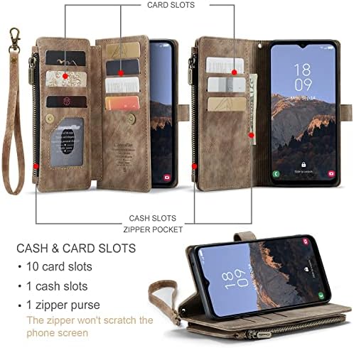 Arlgseln Чанта-портфейл от естествена кожа за Samsung Galaxy A14 5 ГРАМА 6,6 см, Държач за карти, Електронен Портфейл,