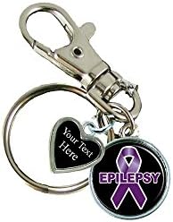 Холи Пътна Лента за информиране за Епилепсия Сребърна Верижка за ключове Изберете Вашия Текст