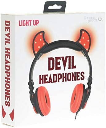 Gabba Goods Премиум-клас С led осветяване на тъмно Devil Над Ухото Удобни стерео слушалки с Мека Подплата и AUX-кабел