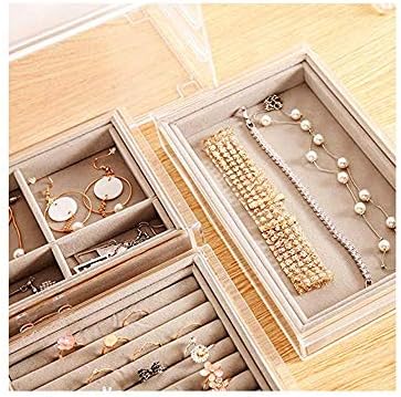 ZCHAN Jewelry Box - Ковчег за Бижута за Жени с 3 чекмеджета, Кадифе Бижута Органайзер за Съхранение на Обици, Гривни,