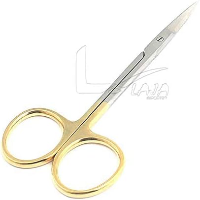 LAJA Внася Ножици T/c Iris Micro Извити 4,5 инча С Инкрустации От волфрамов карбид Със Златна дръжка