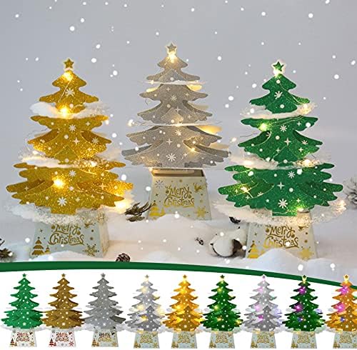 Коледна Украса Коледна Украса Подаръци, Коледна Мини Настолна Коледно Дърво Украса Блестяща Коледна Елха със светлини