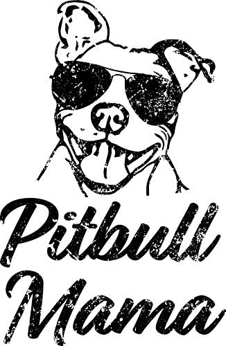 LA STICKERS Pitbull Мама Забавна Тениска за мама Питбуля - Графична Стикер - Стикер за автомобил, Стена, Лаптоп,