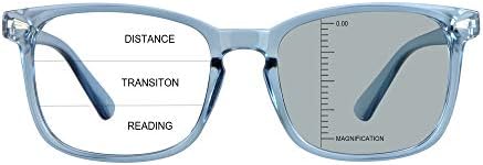 LAMBBAA Реколта Квадратни Прогресивно Мультифокальные Очила за Далекогледство, Фотохромичните Сиви Слънчеви Очила