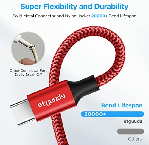 [2, 3 фута] USB Кабел C, за бързо зареждане 3A, кабел за зарядно устройство etguuds от USB A до Type C е съвместим