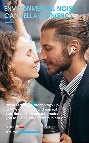 Безжични слушалки в ушите Bluetooth 5.1 с зарядно калъф, водоустойчив по стандарт IPX7, ушите, вградени 4 микрофон,