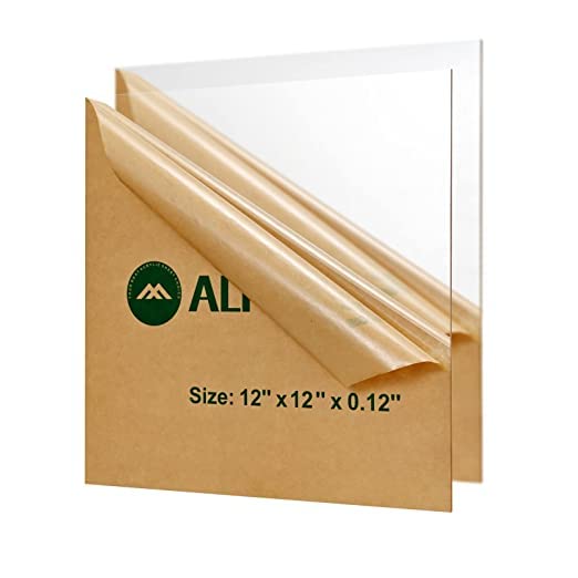 Акрилни листове 12 x 12 x 0,236 (6 мм), ALPOSUN 2 опаковки от прозрачно лят плексиглас с дебелина 1/4 инча, алтернативно стъкло за домашно демонстрационни проекти, табели, витрин