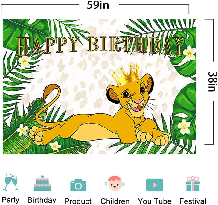Крал Лъв Фон за Парти по случай рождения Ден на Доставка Зелени Дивата Джунгла на Банер за Душата на Детето за Украса на Парти по Случай рождения Ден на 5x3ft
