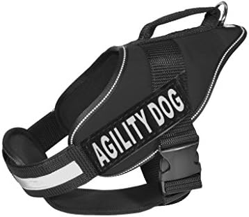 Шлейка за служебна жилетка Dogline Алфа от найлон с ивици на стикери за кучета, Agility, X-Large, Черен