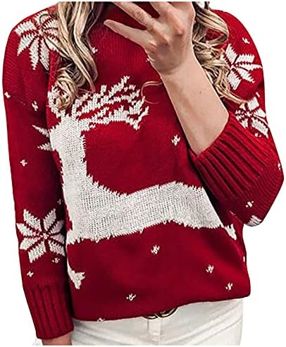 Дамски Коледни Пуловери за Мъже, Модерен Вязаный Пуловер с Кръгло деколте и Бродерия на Дядо Коледа