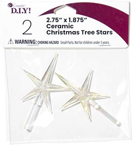 Керамични Звезди за Коледната елха, Прозрачни, 2 бр, 2,75 инча