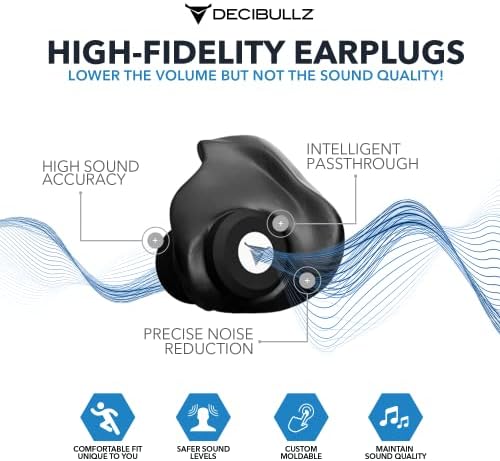 Обичай висококачествени Тапи за уши Decibullz за Концерти, музиканти и чувствителност към шум