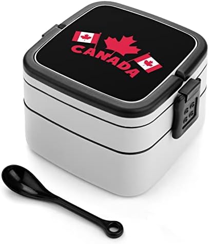 Обяд-Бокс с Флаговете на Деня на Канада, Преносим Двупластова Кутия за Bento, Контейнер за Обяд с Голям Капацитет,