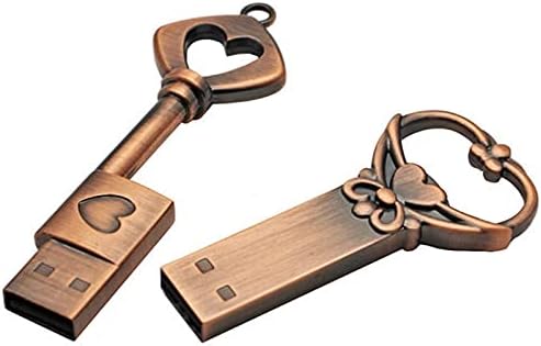 SXYMKJ Флаш памет Метална Мед ключ във формата на сърце Подарък USB Флаш памет Mini USB Stick Key Автентичен 4 gb