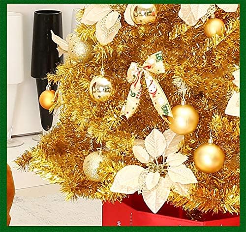 Златна изкуствена Коледна елха с метална опора Лесен монтаж на Подобрена Изкуствена Коледна елха с височина 3,94
