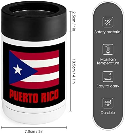 Гордостта на Пуерто Рико Флаг Охладител Чаша От Неръждаема Стомана, Изолиран Банка Охладители Притежателя Чаша с