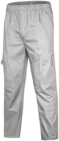 Панталони-карго за Мъже, Стилни Обикновена Панталони с Еластичен Ластик На Талията, Летни Дишащи Памучни Удобни