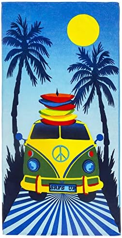 Пътни настилки Велюровое Плажна Кърпа Сърфист Peace Van 30 x 60 см Лятото Памучно Велюровое Махровое