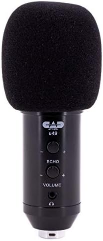 CAD Audio U49 USB Широкоформатен Страничната Адрес Студиен микрофон с Монитор за Слушалки и ехо-сигнал, Черен