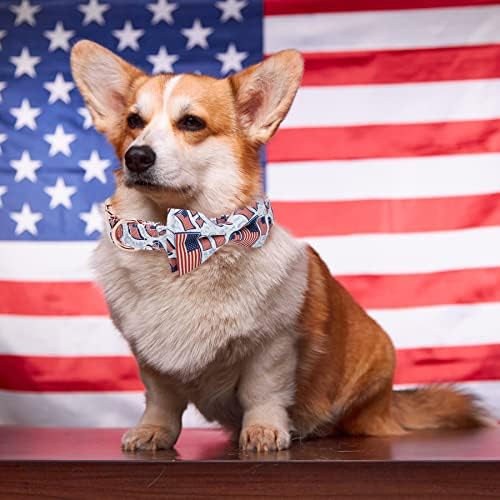 Регулируем Нашийник Thankspaw с Флага на сащ, Патриотичен папийонка за кучета, с Приятен Дизайн в чест на Деня на Независимостта, 4 юли, Меки Маншети за домашни любимци з?