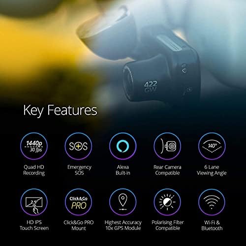 Видеорекордер Nextbase 422GW + Камера за задно стъкло - Запис с резолюция 1440p HD на автомобилна камера - Поддръжка