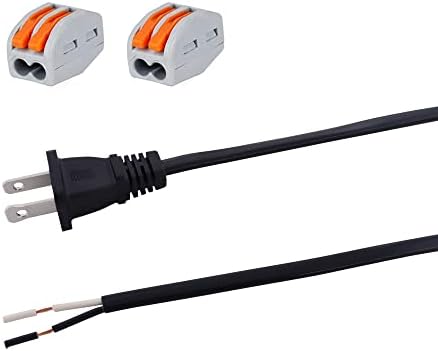 Косичка захранващия кабел за променлив ток с 2 Клипса 18AWG, Сменяеми Кабела на захранващия кабел 120 vac, 3 метра