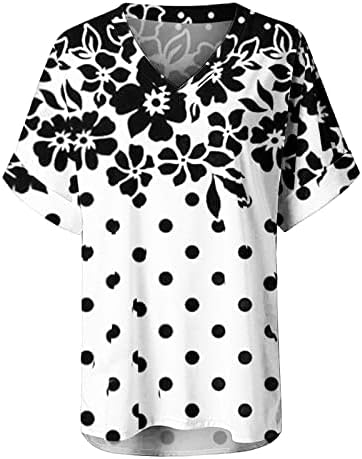 Yubnlvae Дишащи Модерни Ежедневни Блузи Размера на Плюс с Графичен Кръгло Деколте, Дамски Блузи с Къс Ръкав, Летни