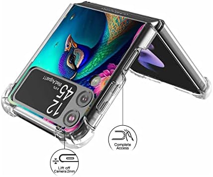 Калъф Beaucov Galaxy Z Flip 4, Пъстри Цветя Мандала с Павлином, Защита От падане, устойчив на удари Калъф, Предпазващ Калъф от TPU, Устойчив на надраскване, за Samsung Galaxy Z Flip 4 5G
