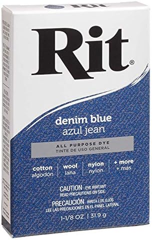 Rit, боя за прахово боядисване на плат деним син цвят, 1-1 / 8 унции (две опаковки)