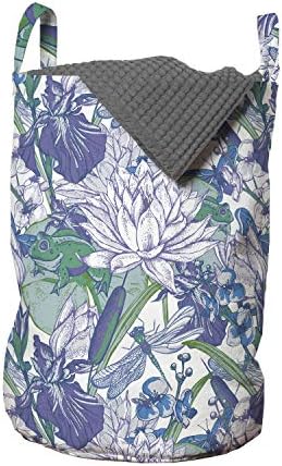 Преносим Чанта за дрехи в ботаническата стил, С Цветни Гравирани под формата на Водни цветя във формата на Лилия,