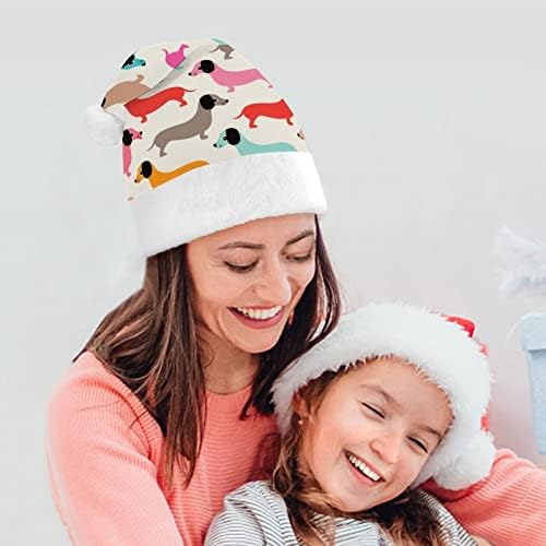 Коледна шапка с участието на таксите за кучета в ретро стил, шапка на Дядо Коледа за възрастни унисекс, комфортна