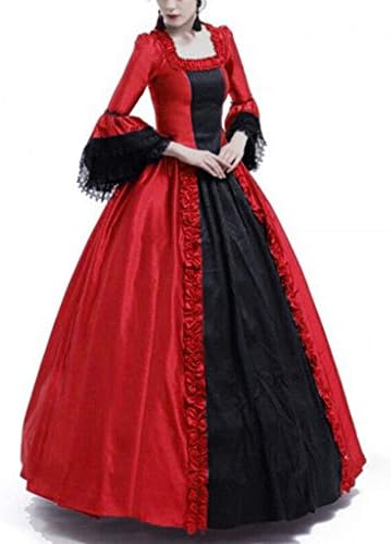 Дамско черно готическа дантелено рокля, средновековен костюм от епохата на Възраждането, облечи за Хелоуин, дълги