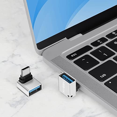 USB C-USB Адаптер (2 опаковки), 90-Градусов OTG-конвертор USB C за мъже и USB 3.0 за жени, който е Съвместим с MacBook